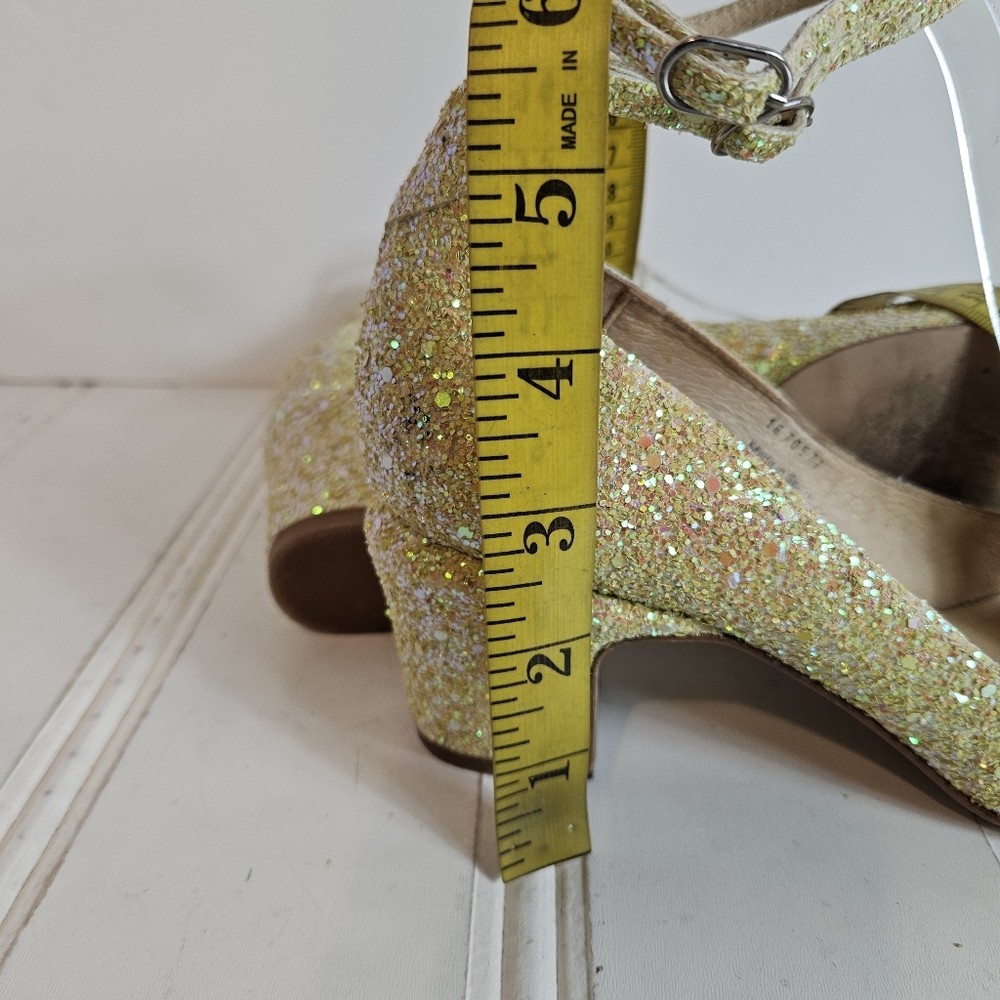 Free People Glitter Ankle-Strap Block Heel in Yellow Gold - Picture 13 of 16